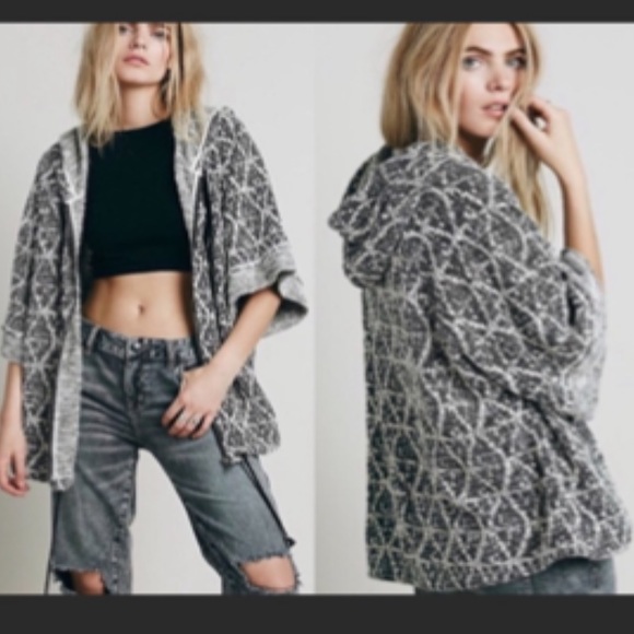 Free People Sante Fe Jacquard Medium Textured Full Zip Hooded Jacket - Picture 1 of 4